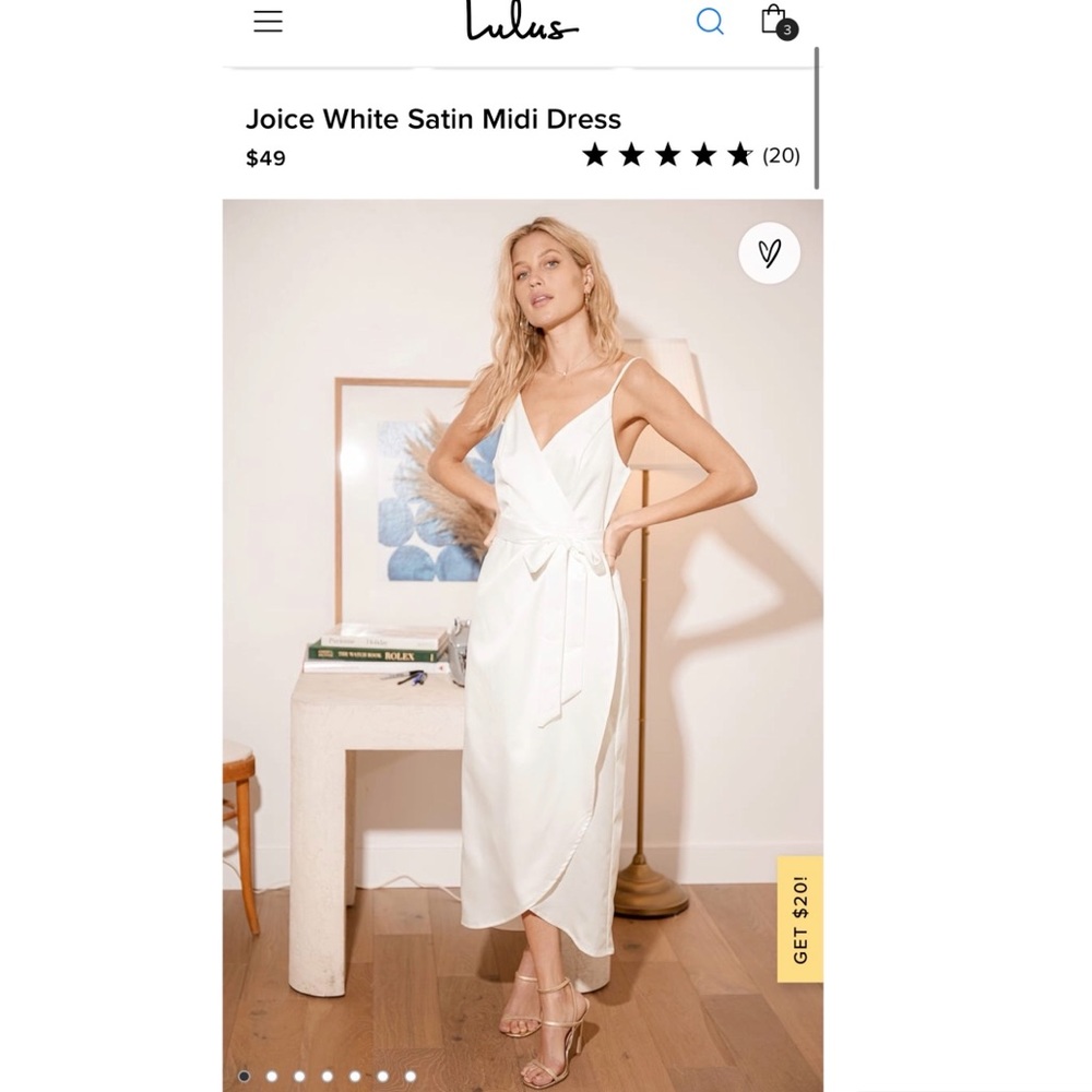 Lulu's White Satin Midi Dress